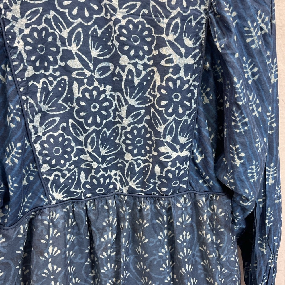 Faherty Silk Blend Solstice Sunburst Mix Print Long Sleeve Minidress M Navy blue - Picture 7 of 13
